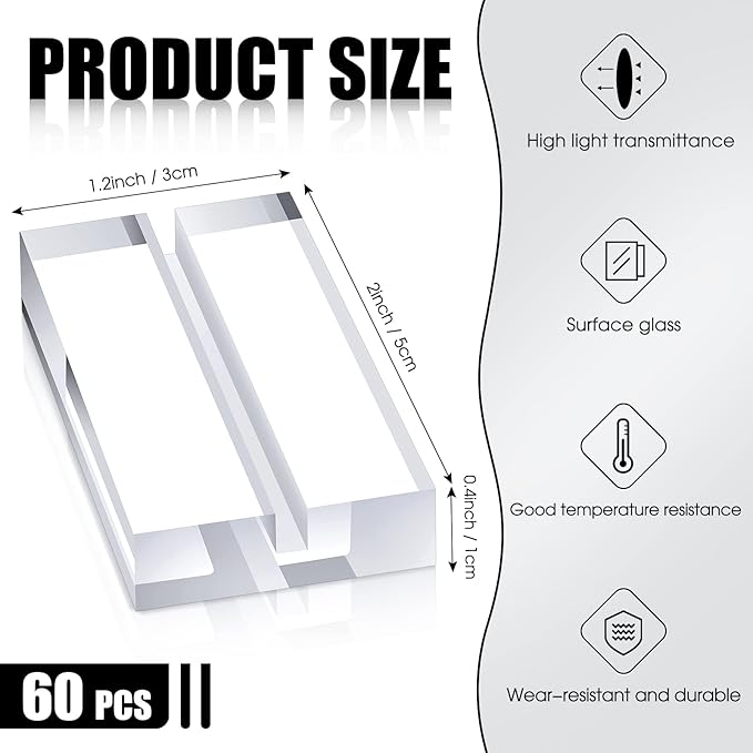 Blulu 60 Pieces Acrylic Place Card Holders 2 Inch Clear Stands Base - Image 6