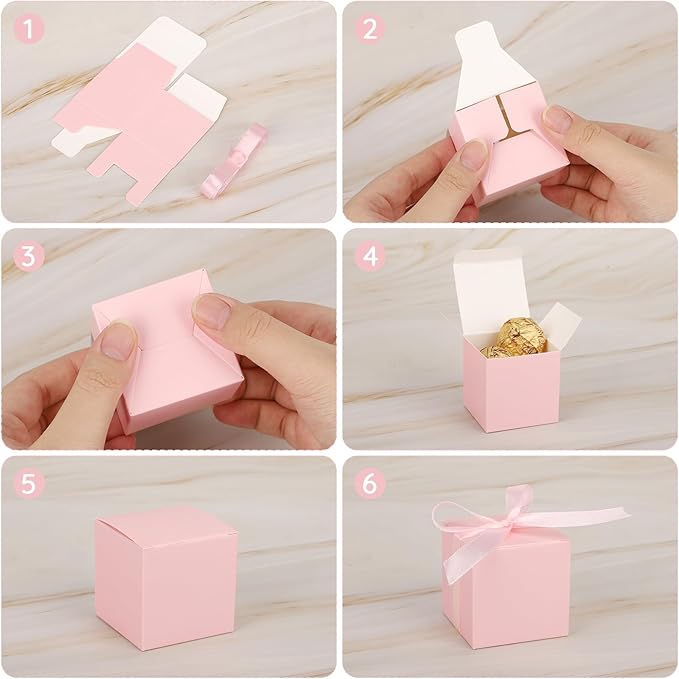 EUSOAR Candy Boxes Party Favors, Mini Bakery Cookies Box Square Paper Chocolate - Image 4