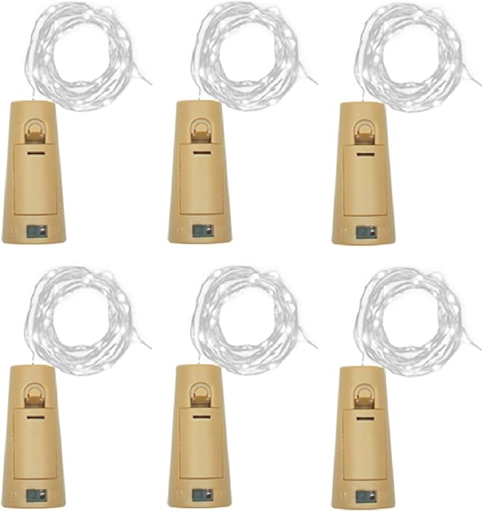 Wine Bottle Lights with Cork, Battery Operated 20 LED Cork Shape Silver Wire by LoveNite