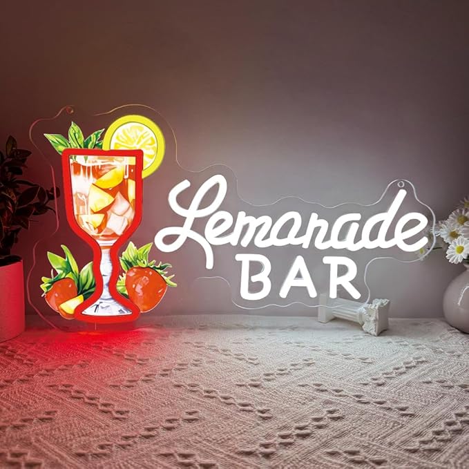 Lemonade Neon Sign, Lemonade Bar Led Neon Signs Wall Decor, Cocktail Bar Drinks by Unknown