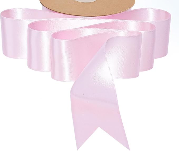 LaRibbons Pink Satin Ribbon 1 1/2 Inch 25 Yards Double Faced Light Pink Silk - Image 9