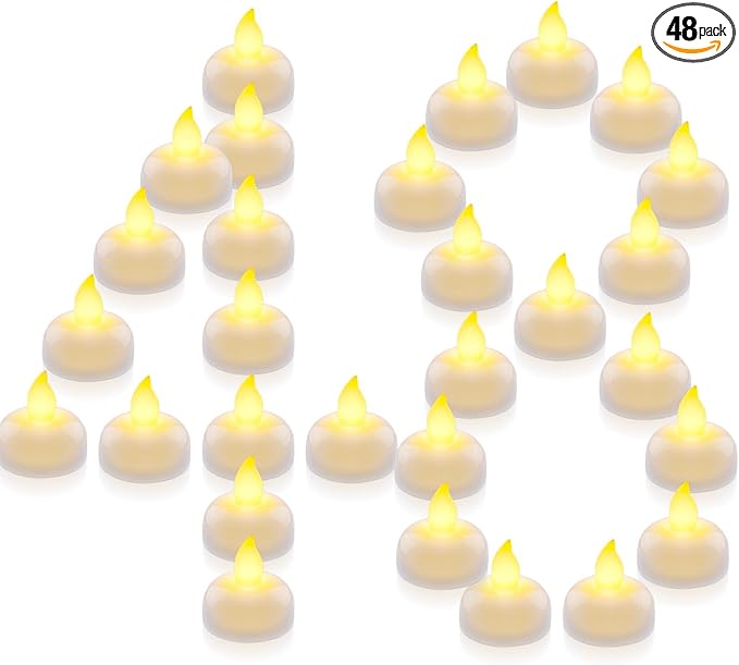Homemory 48 Pack Waterproof Flameless Floating Tealights, Battery Flickering by Homemory