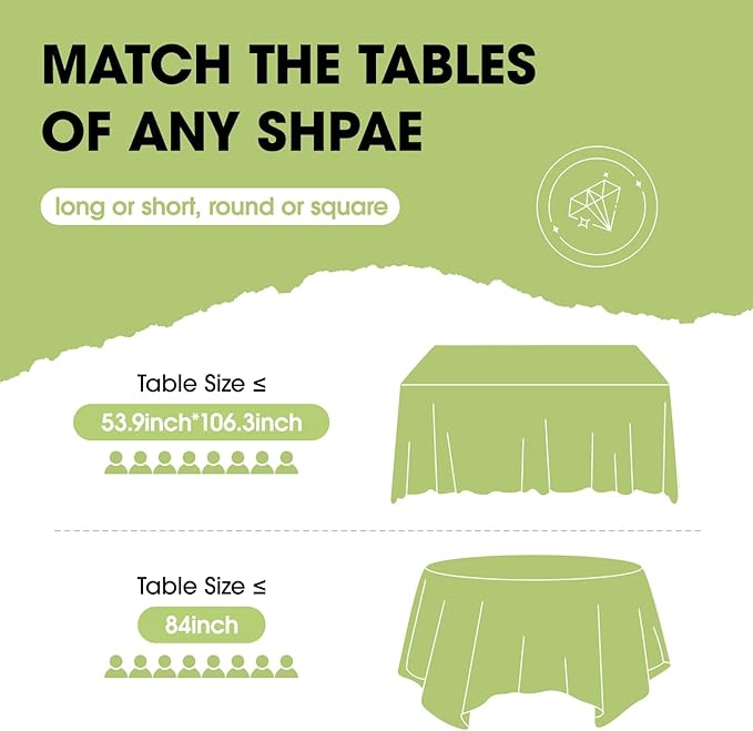 Pureegg Plastic Table Cloth Disposable 10 Pack, 54 x 108 Inch Table Cloths - Image 2