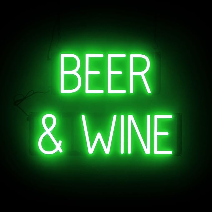 SpellBrite BEER & WINE Sign | Beer-Related Sign by SpellBrite