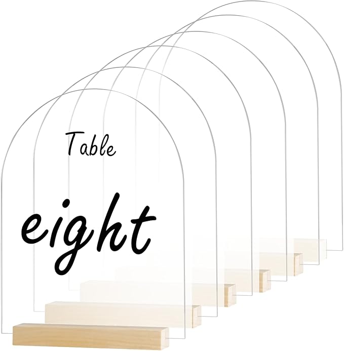 6 Pack 8x10 Inch Clear Arch Acrylic Sign by CEUQIESO