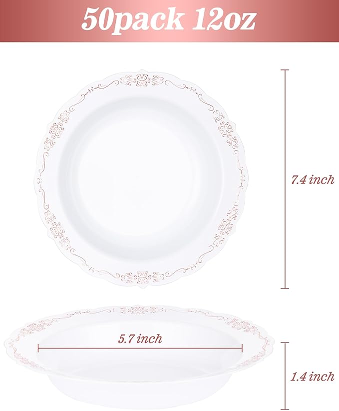 50 Pack White Plastic Bowls - Image 3