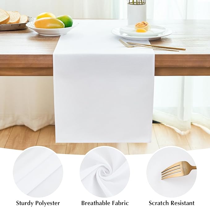 2 Pack White Table Runner 12 x 72 Inch Solid Color Farmhouse Runners Coffee - Image 4