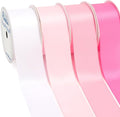 Ribbli Pink Satin Ribbon 1-1/2 Inch x 4 Rolls Total 40 Yards- White Pink Ribbon by Ribbli