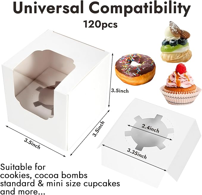 JCD 120 Packs Individual Cupcake Box White - Image 2