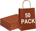 BAG BOX 50 Pack Small 5.9x3.1x8.25 Inch Orange Kraft Paper Gift Bags by BAGBOX