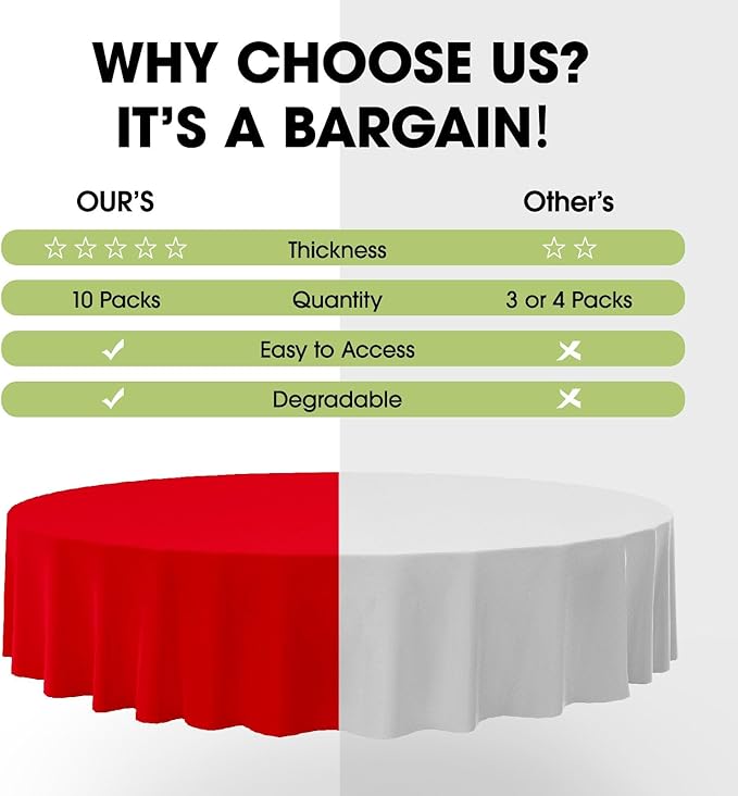 Pureegg Plastic Table Cloth Disposable 10 Pack, Valentines Day, Thanksgiving - Image 3