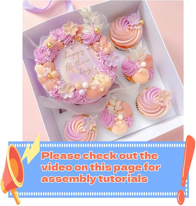 Bento Cake and Cupcake Box 2-in-1 4-inch Cake and 5 Cupcakes Box 5 Sets - Image 9