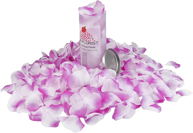 CODE FLORIST 1100 PCS Purple-White Silk Rose Petals - Image 2