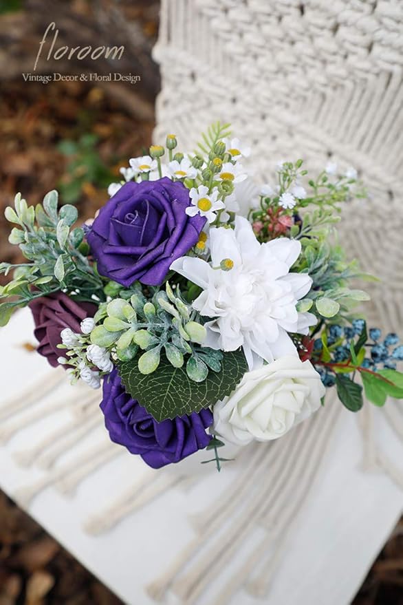 Floroom Artificial Flowers 25pcs Real Looking Dark Purple Foam Fake Roses - Image 5