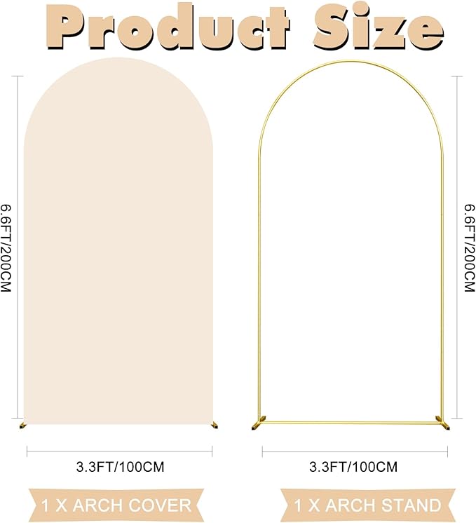 6.6FT Wedding Arch Backdrop Stand and Beige Arch Cover, Parties Decoration. - Image 2