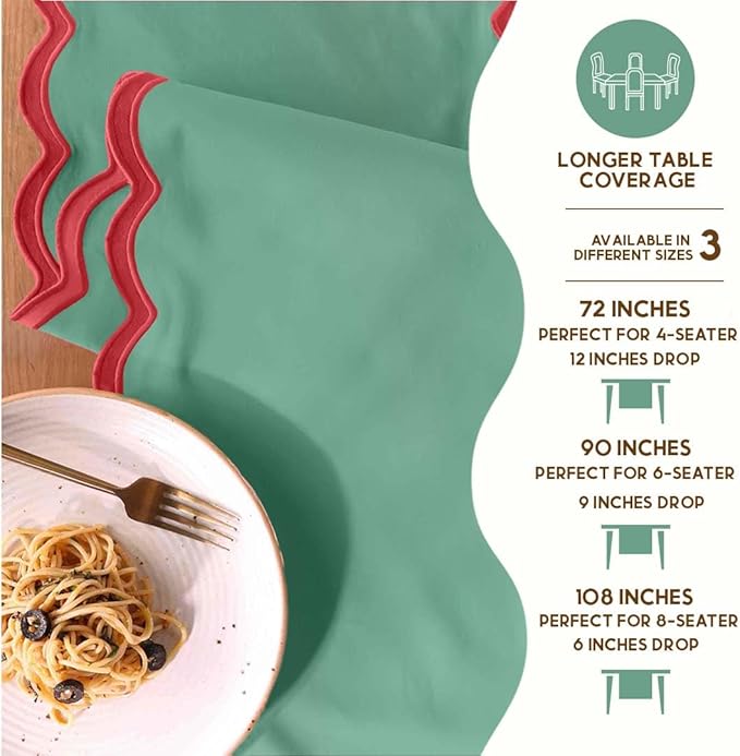 Folkulture Table Runner | Table Runners 108 inches Long | Scallop Table Runner - Image 7