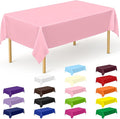 QZYL 12 PCS Pink Table Cloth Rectangle, Plastic Disposable Tablecloths by QZYL