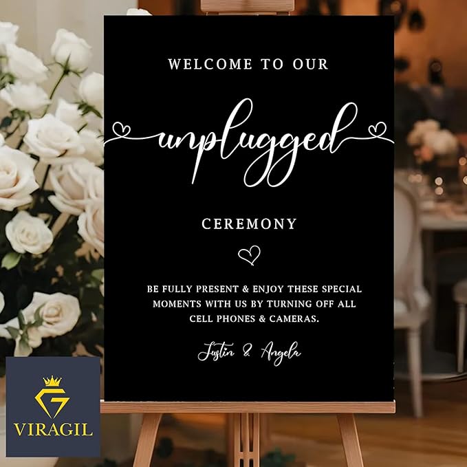 Minimalist Unplugged Wedding Ceremony Sign – Simple Elegant Yard Sign - Image 4