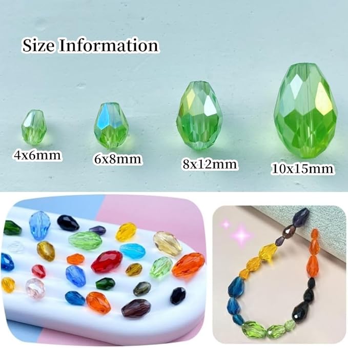 100pcs 8x12mm Teardrop Crystal Glass Beads Vertical Hole Faceted Glass Teardrop - Image 2