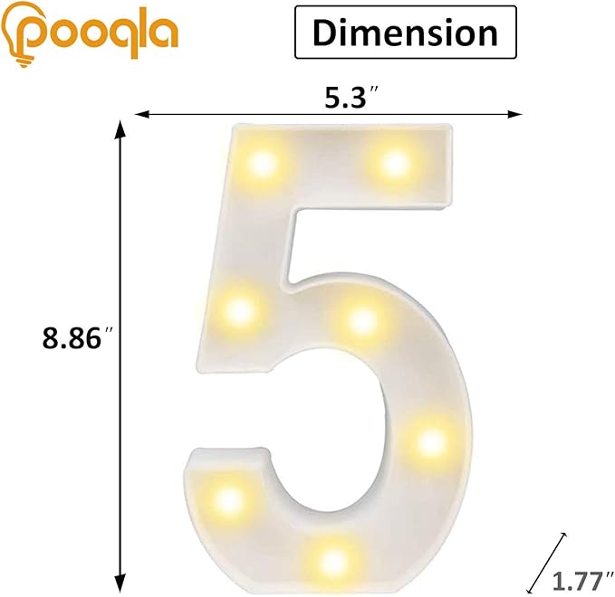 Pooqla Decorative LED Light Up Number Letters, Battery Operated - Image 3