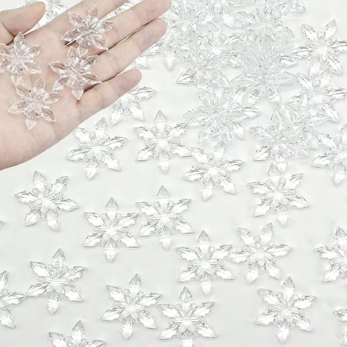 HappyFiller Sensory Bin Filler Gems 114 PCS Clear Mini Acrylic Snowflake No by HappyFiller