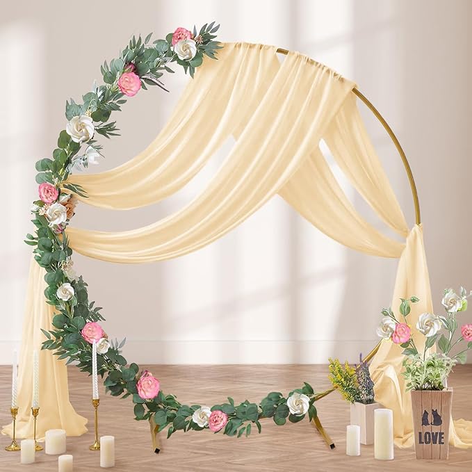 Champagne Gold Wedding Arch Draping Fabric 29" x 20 FT Wedding Drapes - Image 3