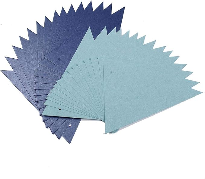 Dark Blue Light Blue Vintage Double Sided Triangle Flag Bunting Pennant Banner - Image 4