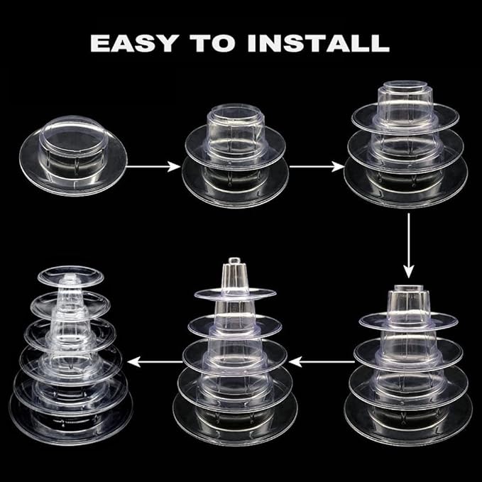 6 Tiers Macaroon Tower Stand, Round Macaron Tower Cake Display Rack Plastic - Image 4