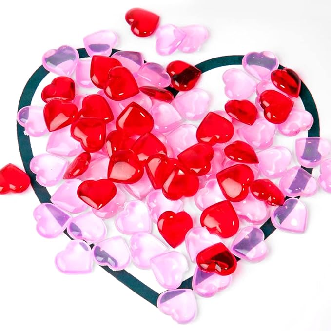 Fangoo 110 Pieces Red Pink Acrylic Heart Gems - Image 4