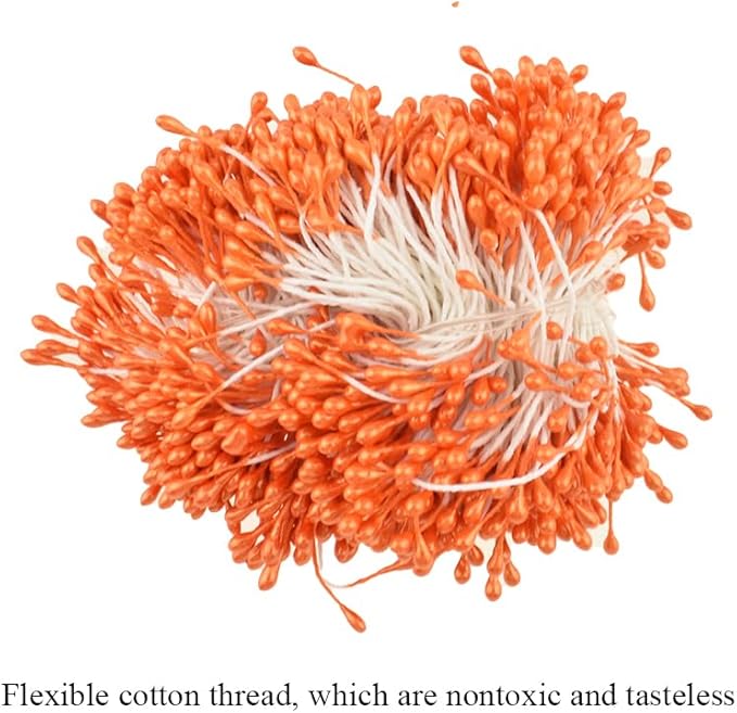 HAHIYO 700pc 3mm Orange Pearl Double Head Flower Pistil - Image 3