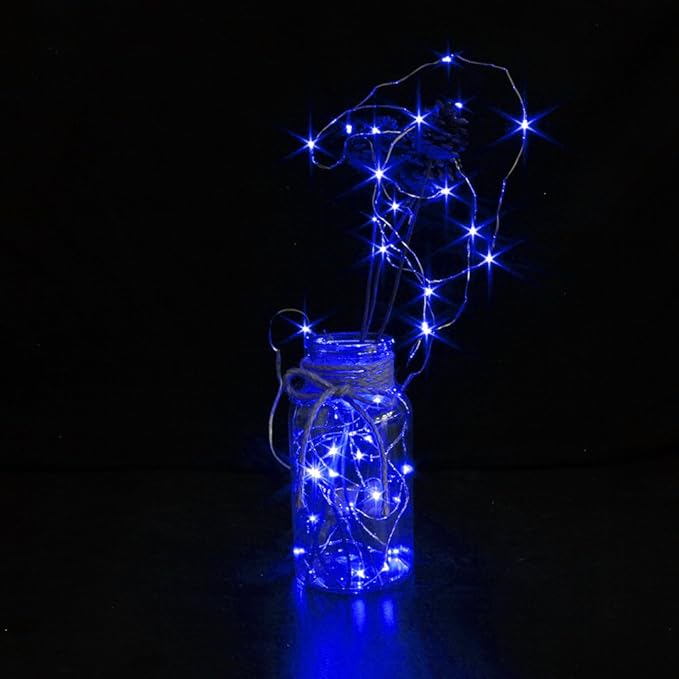 CYLAPEX 6 Pack Blue Fairy Lights Battery Operated Fairy String Lights Firefly - Image 2