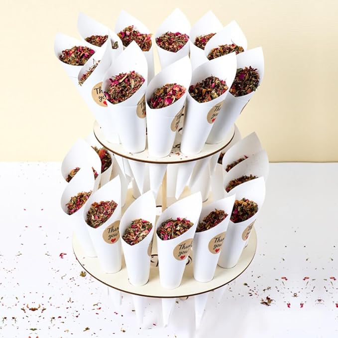 PRETYZOOM 60pcs Flower Cones Confetti Cones Rose Petal Candy Kraft Paper Cones - Image 3