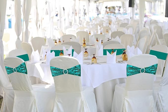 25 Pcs Chair Sashes Sequin Stretch Chair Bands Spandex Polyester Bows - Image 5