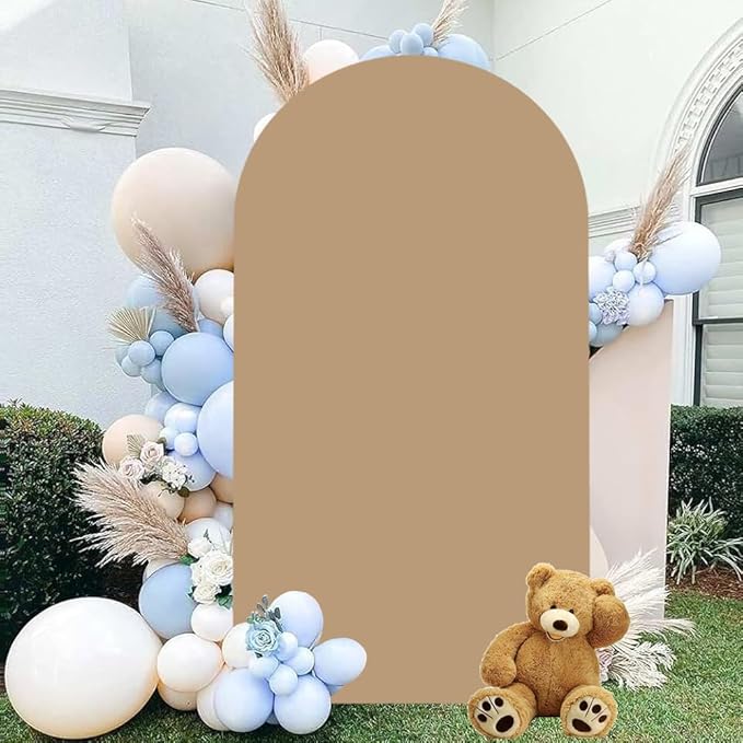 Brown Arch Cover Khaki Wedding-Arch-Cover 7.2ft Tan Arched Stand Covers Round - Image 7