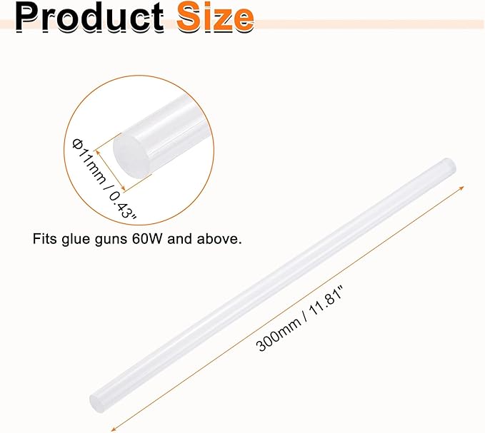 HARFINGTON 10pcs Hot Glue Sticks 0.43" Dia x 11.81" Long EVA Mini Hot Melt - Image 2