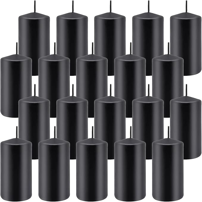 Set of 20 | 2-Inch Wide x 4-Inch Tall Black Pillar Candles - Image 2
