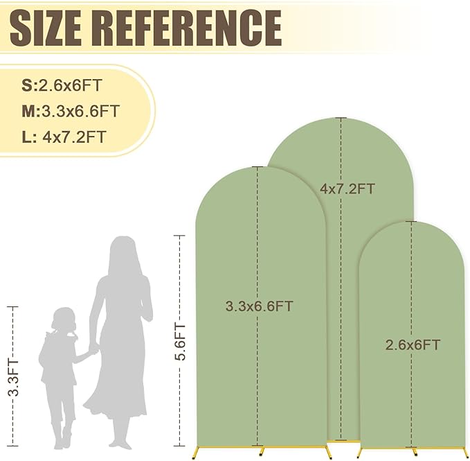 MODFUNS Metal Arch Backdrop Stand and Cover Set 6&6.6&7.2ft Sage Green Arch - Image 4