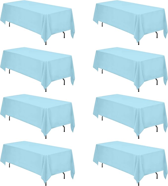 BRILLMAX 8 Pack Light Blue Tablecloths 70 x 120 Inch by BRILLMAX