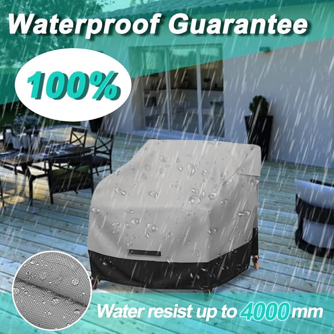Patio Swivel Chair Cover Waterproof 2 Pack, 600D Heavy Duty Outdoor Furniture - Image 5
