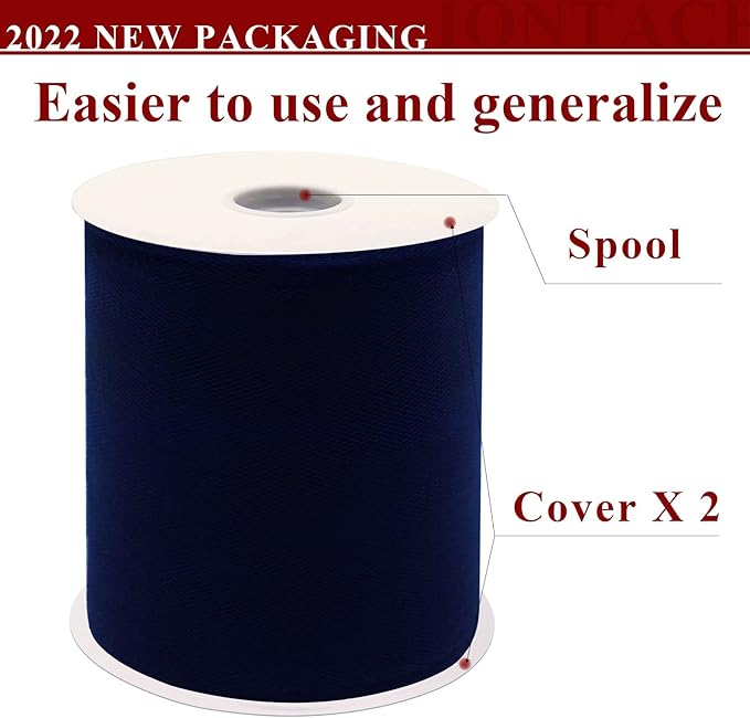Navy Blue Tulle Fabric Rolls 6 Inch by 200 Yards Fabric Spool Tulle Ribbon - Image 2