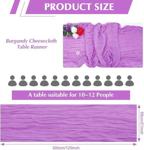 10 Pack Light Purple Cheesecloth Table Runner -21*120Inch Long Boho Wedding - Image 2