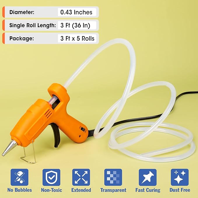 5 Rolls Hot Glue Sticks, Full Size 3 FT Long x 0.43" Diameter Glue Sticks - Image 2