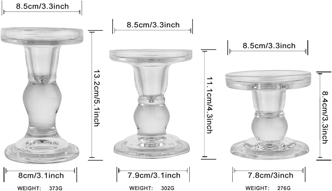 6-Piece Set of Glass Candlestick, Crystal Candlestick Holder Holder and Conical - Image 3