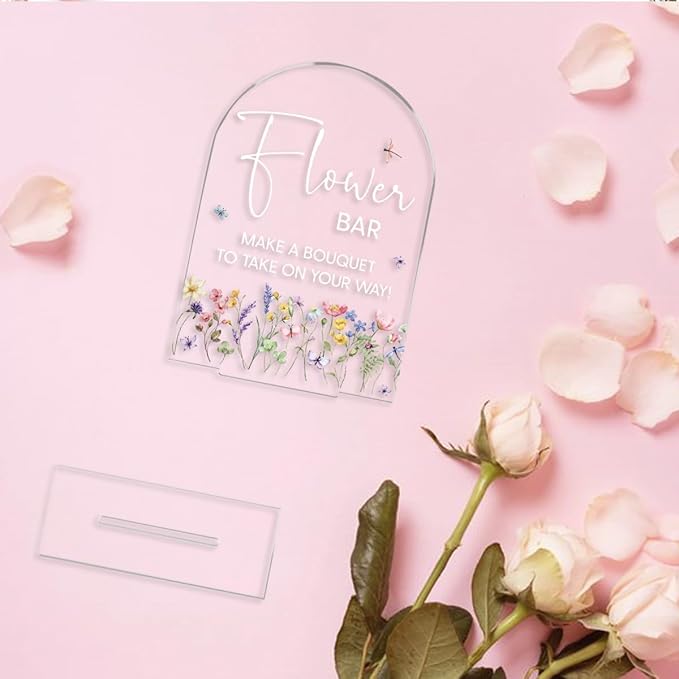 Flower Bar Sign Wedding Decor Clear Acrylic Table Sign - Image 4