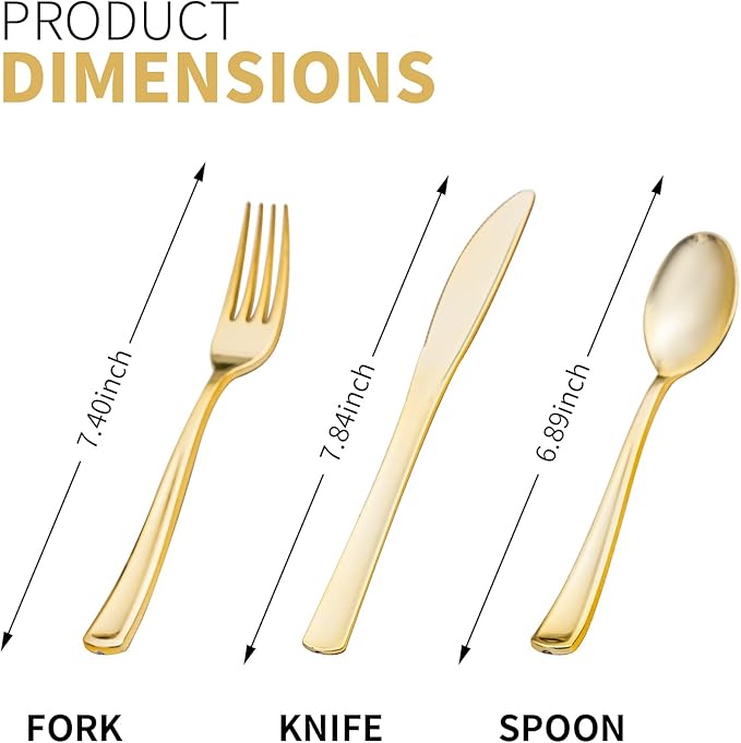 50 Pack Pre Rolled Gold Plastic Silverware Set - Image 2