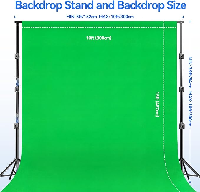 EMART Photo Video Studio 10 x 10ft Green Screen Backdrop Stand Kit, Photography - Image 2