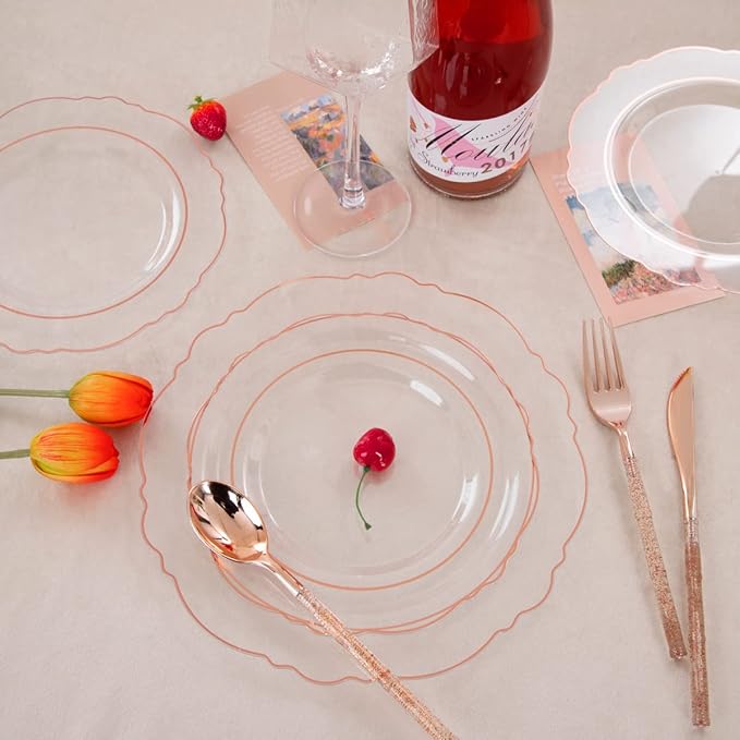 Liacere 150PCS Rose Gold Plastic Plates - Image 6