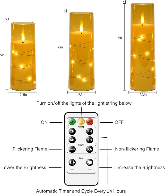 Flameless LED Candles with Timer 9 Pc Flickering Flameless Candles - Image 5