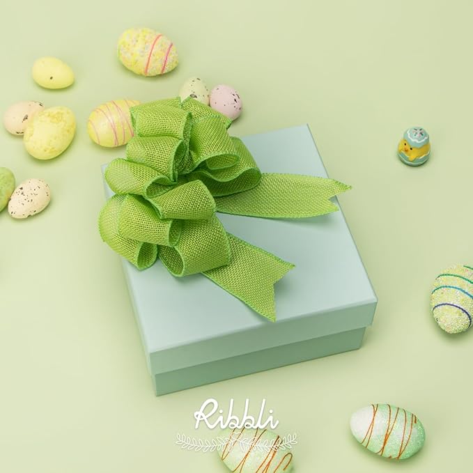 Ribbli Apple Green Burlap Wired Ribbon, 1-1/2 Inch x 10 Yard, Wired Edge Ribbon - Image 4