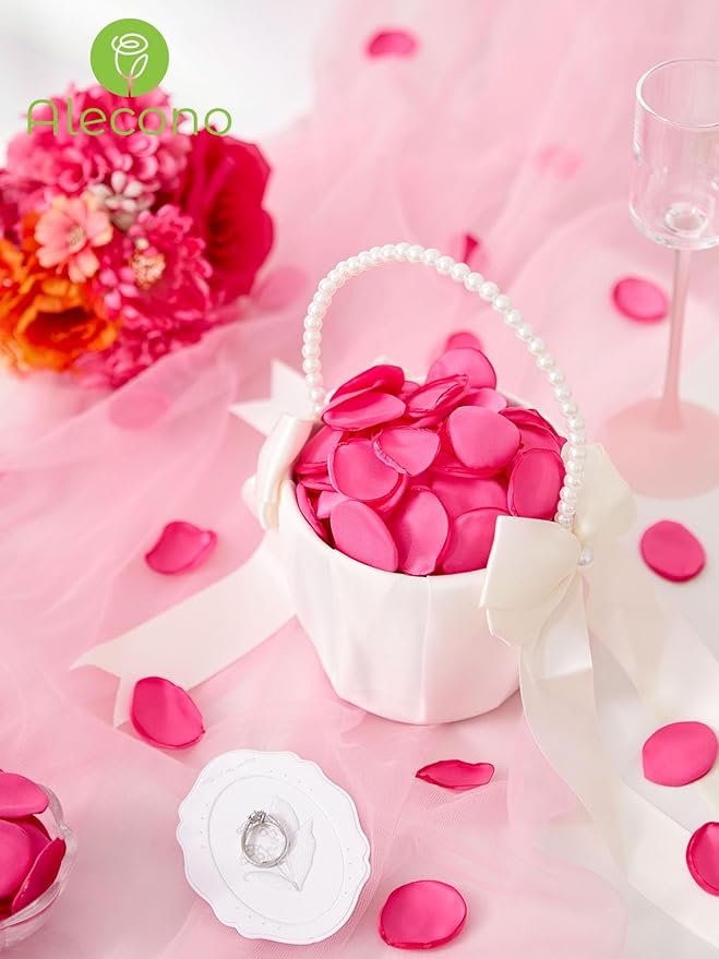 Alecono 400Pcs Silk Rose Petals, Faux Hot Pink Petals - Image 6